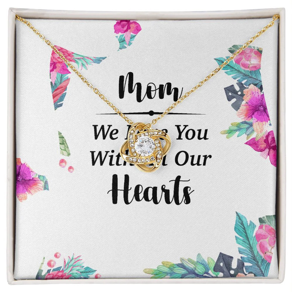 Mom We Love You All Our Infinity Knot Cz Necklace Gold Tone Standard Box